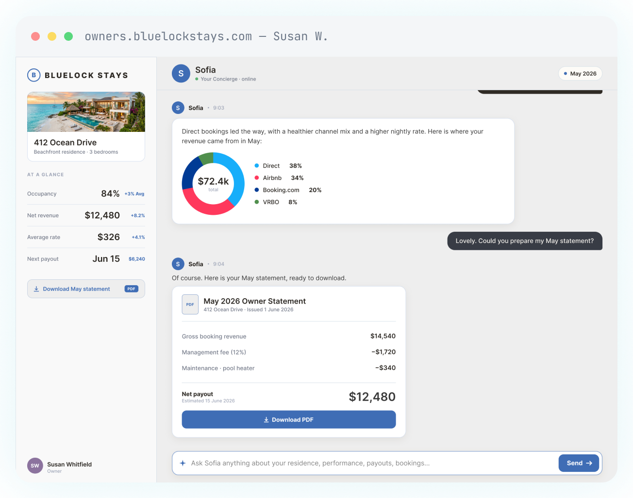 Owner portal dashboard
